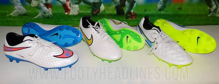 O novo pacote de chuteiras da Nike brancas também traz cores de alta-visibilidade