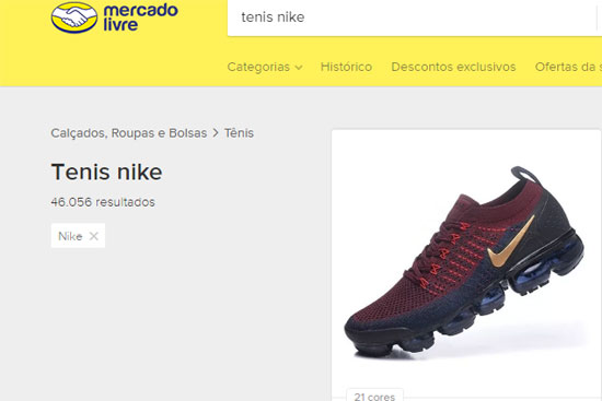 comprar tenis no mercado livre